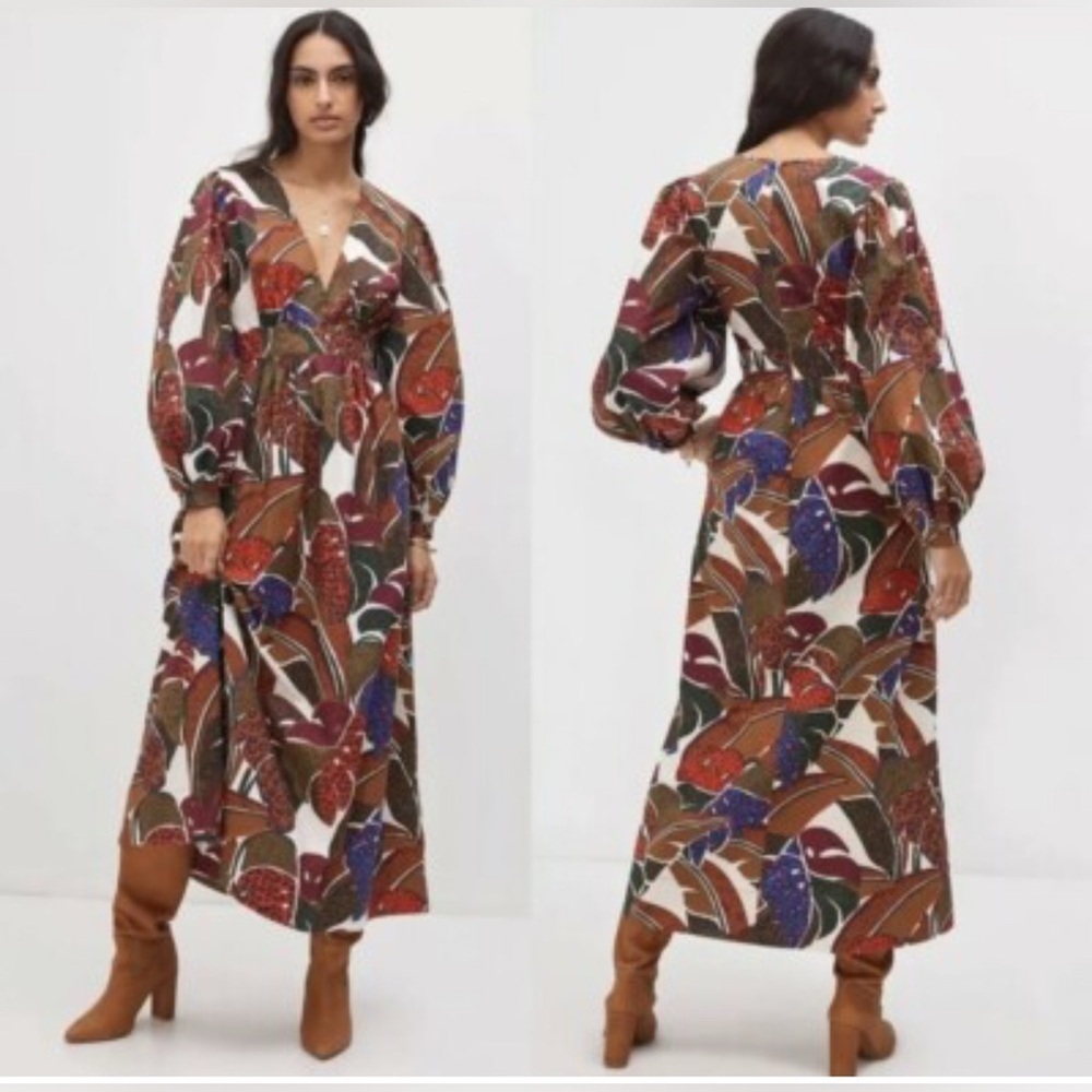 Farm Rio by Anthropologie Women’s Leaf Print Long Sleeve Dress - Picture 2 of 7